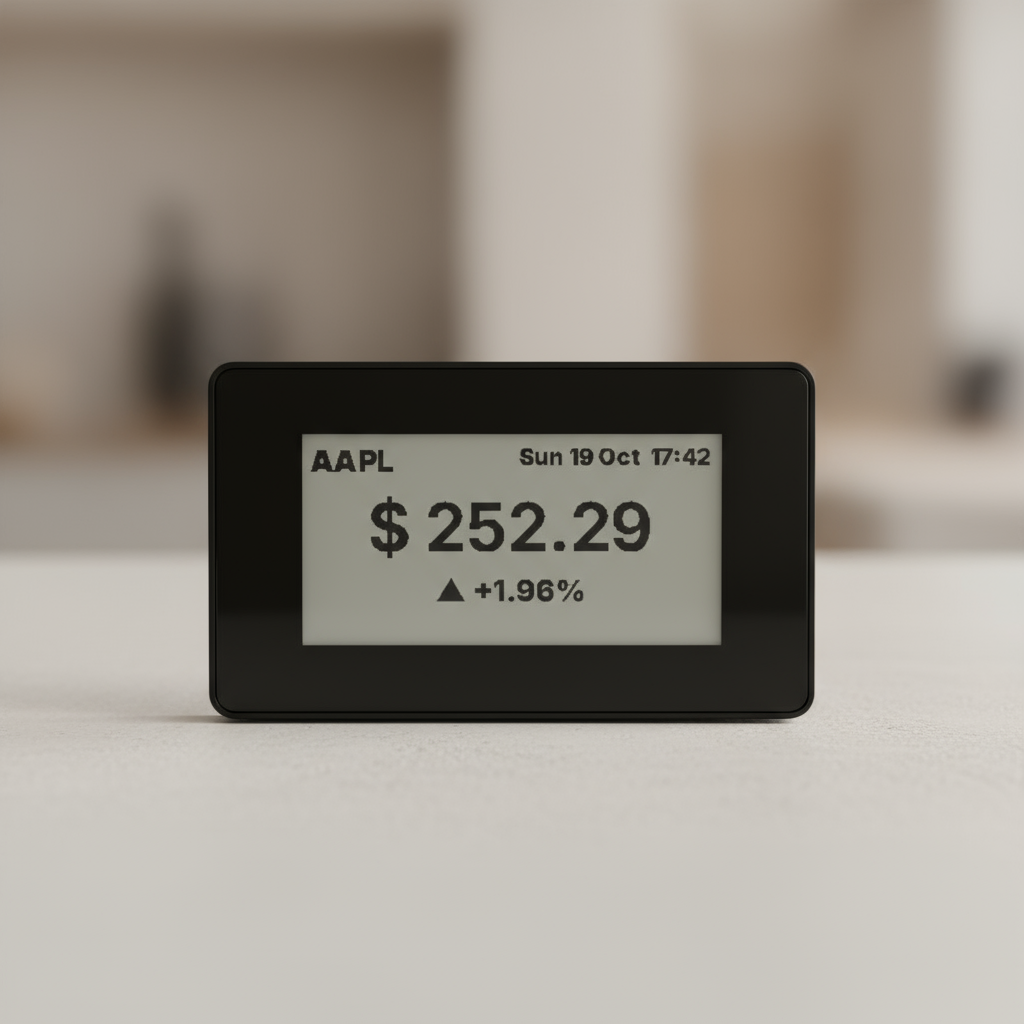 PaperStonks prototype showing AAPL price on e-ink